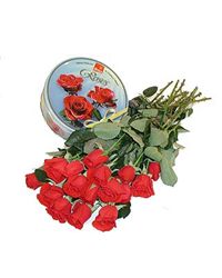 red roses with cookies